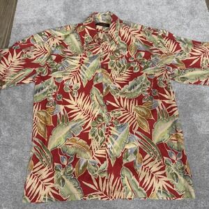 Tori Richard Shirt Mens Small Red Hawaiian Floral Aloha Button Front Made USA